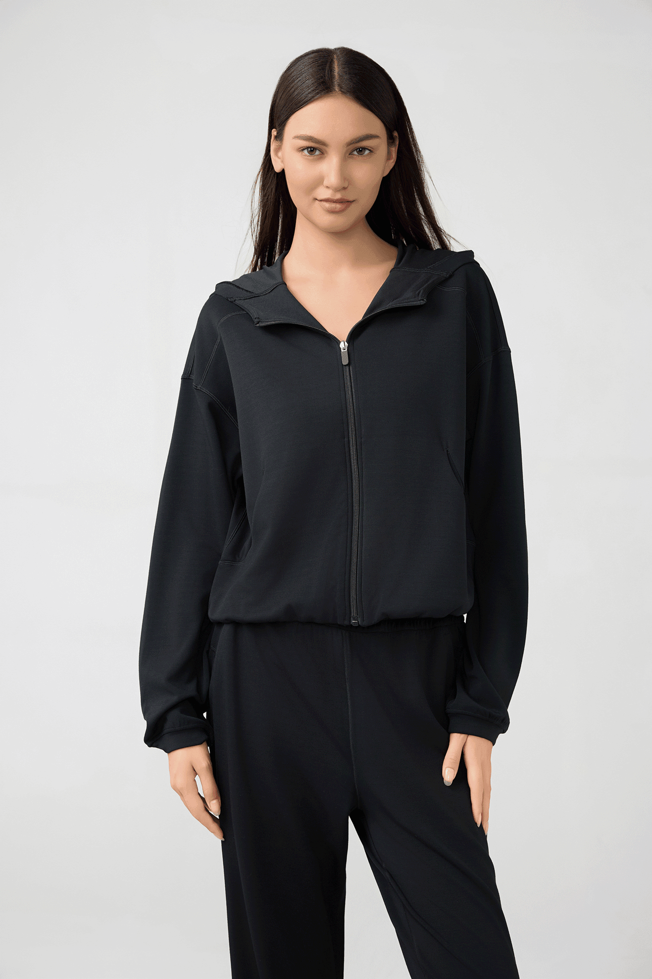 Cropped Zip Up Hoodies Fleece Pullover Sweatshirt - Loopstar