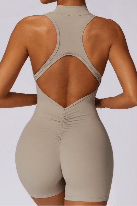 Zipper Tight Fitness Backless Yoga Bodysuit - Loopstar