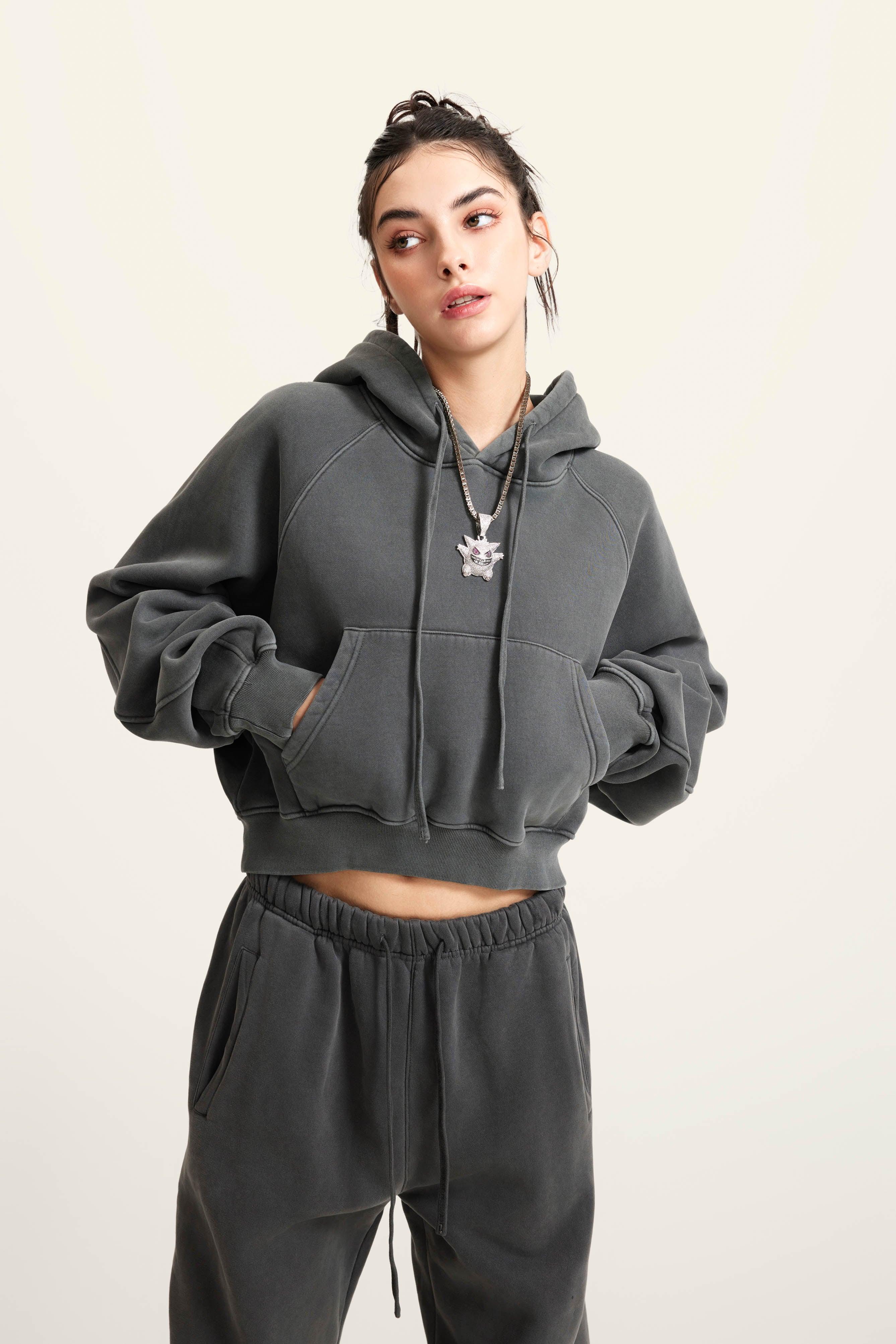 Off Shoulder Retro Fleece Hoodie - Loopstar