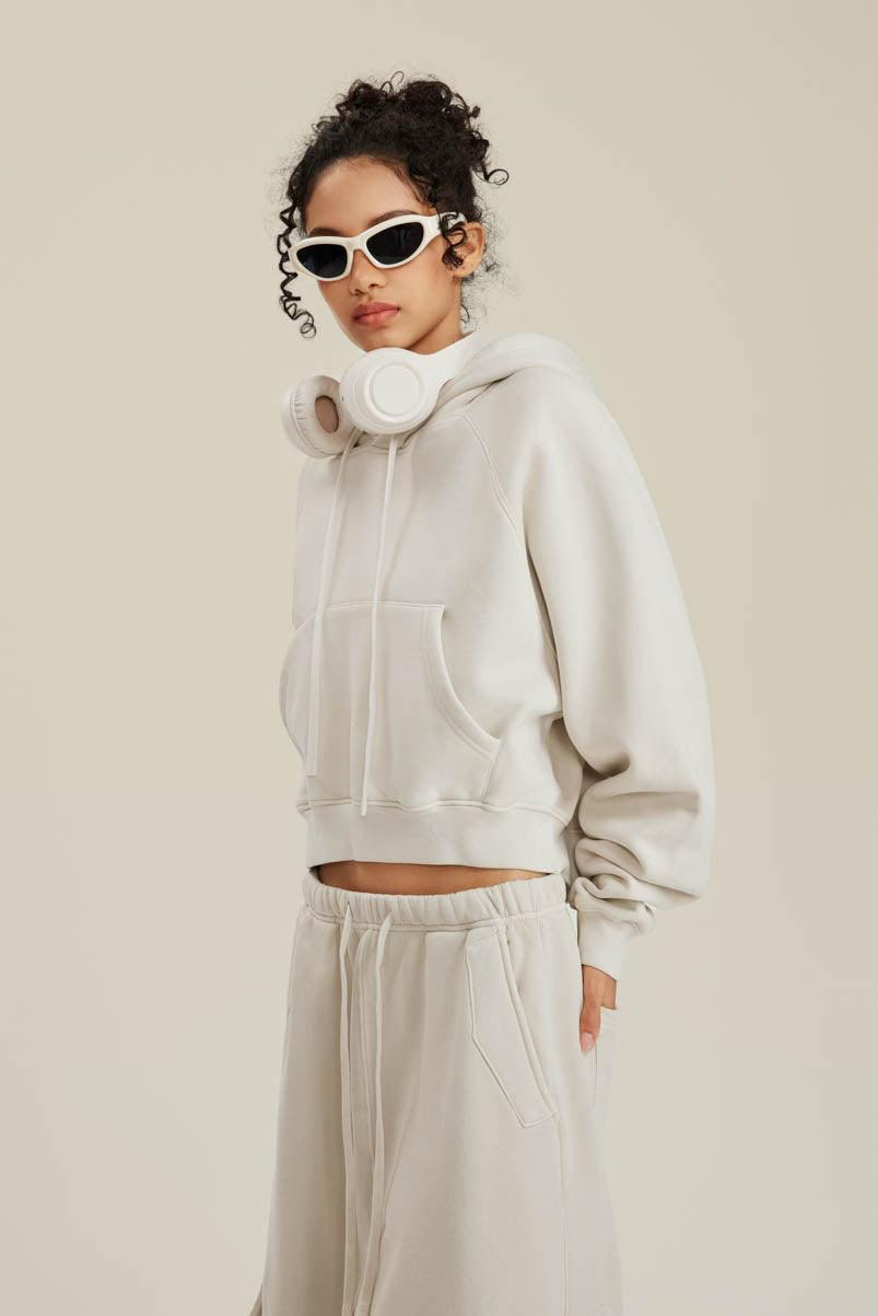 Off Shoulder Retro Fleece Hoodie - Loopstar