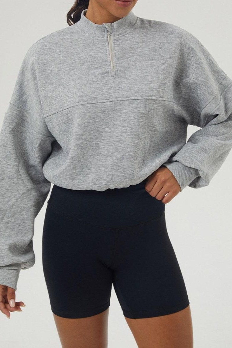 Cropped 1/2 Zip Pullover Sweatshirt - Loopstar