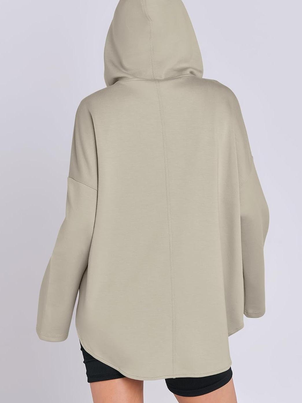 Women's Oversized Quarter Zip Tunic Hoodie - Loopstar