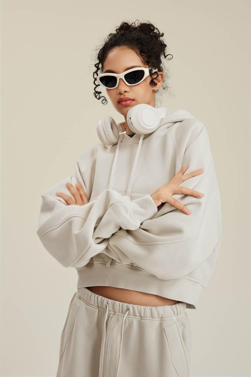 Off Shoulder Retro Fleece Hoodie - Loopstar