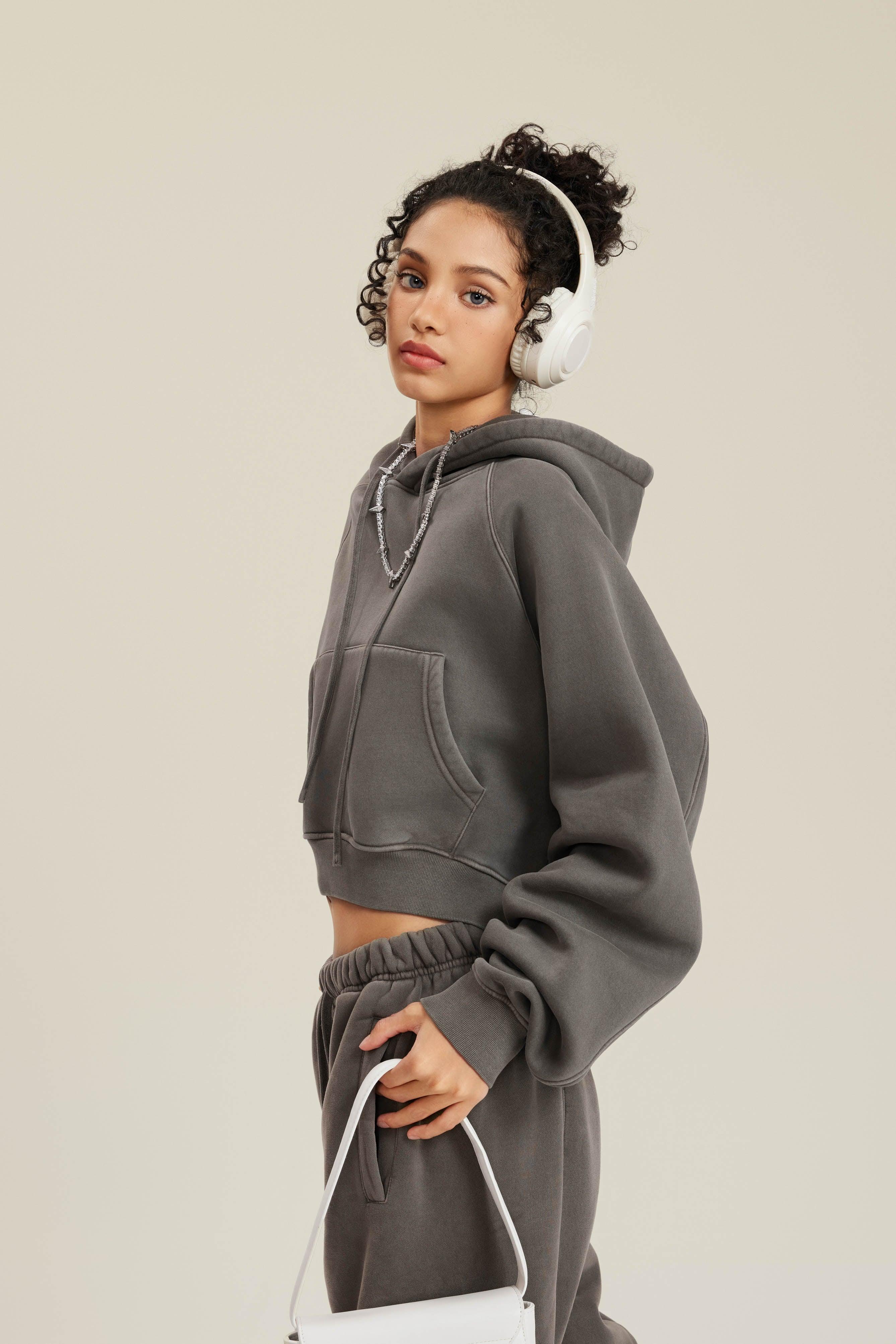 Off Shoulder Retro Fleece Hoodie - Loopstar