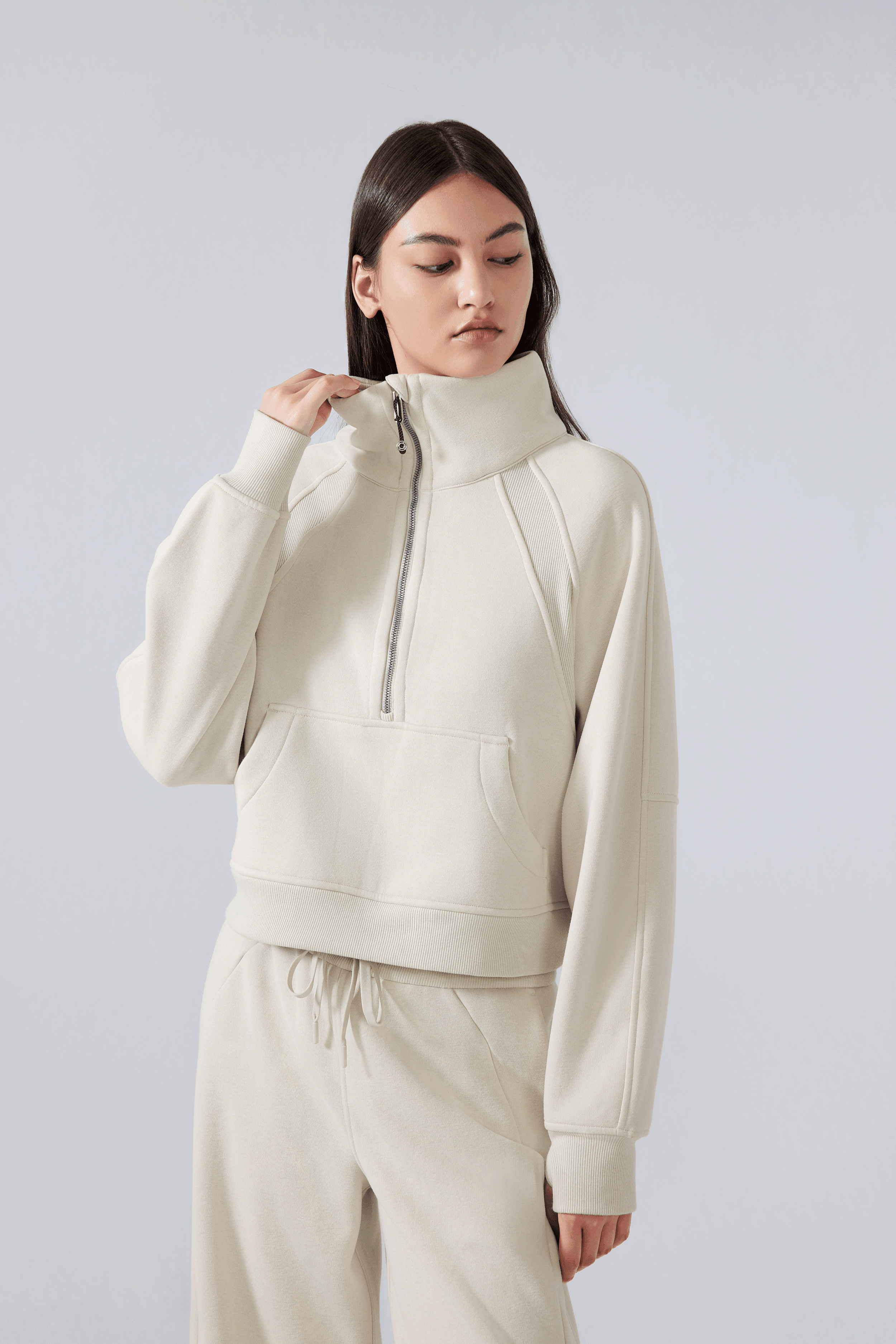 Oversized Funnel Neck Half-Zip