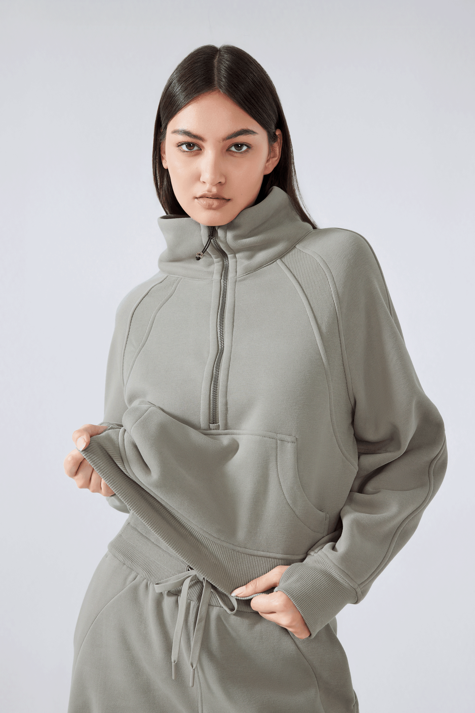 Oversized Funnel Neck Half-Zip - Loopstar