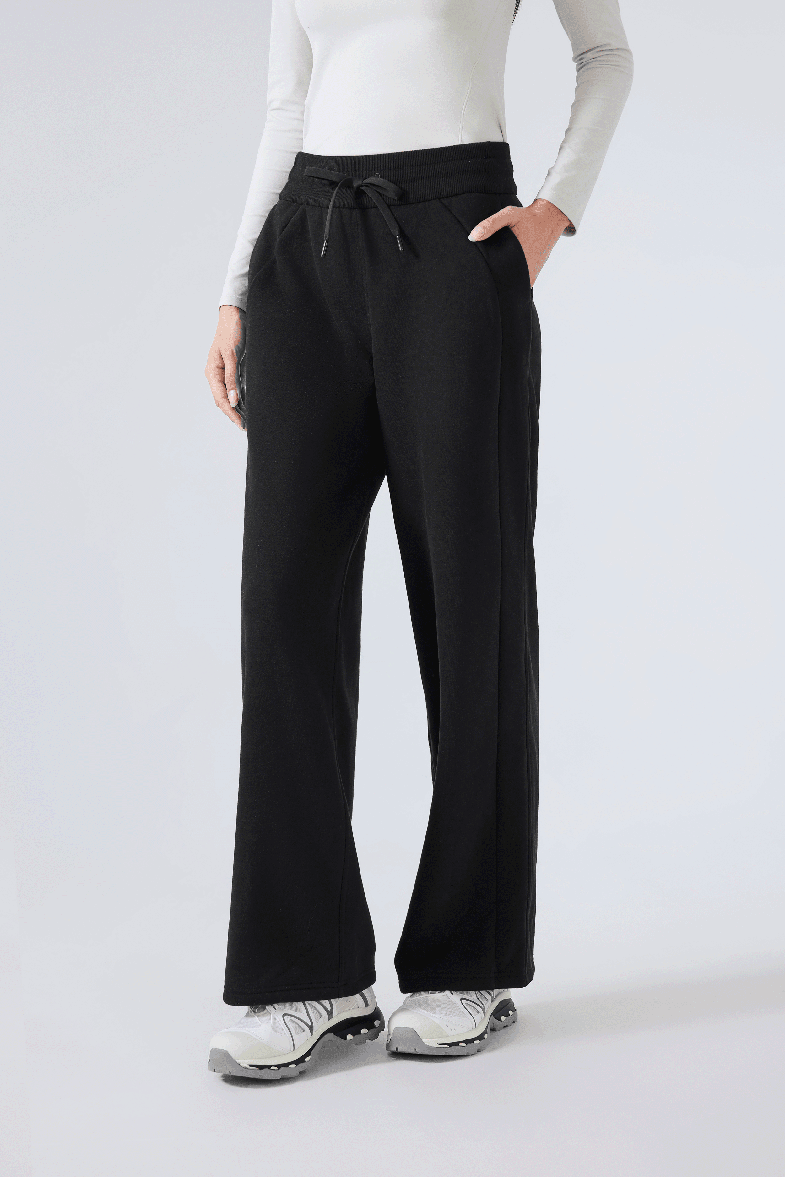 Wide Straight Fleece Lined Sweatpants - Loopstar