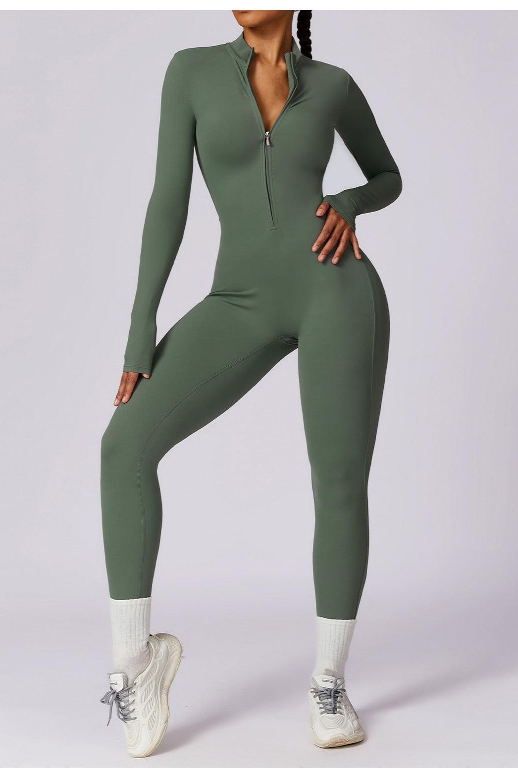 Long Sleeve Workout Zip Jumpsuit - Loopstar