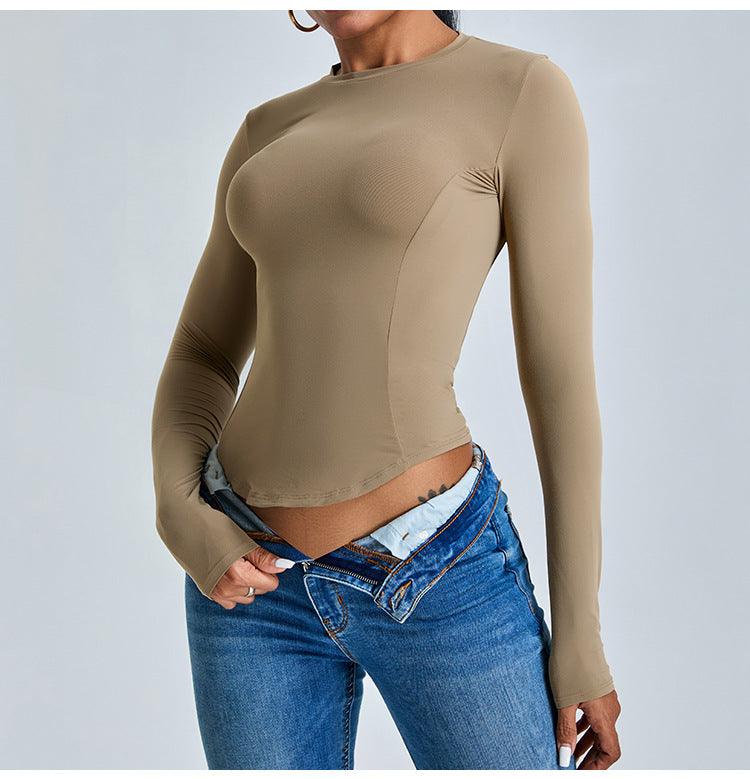 Long Sleeve Fishbone Stitching Yoga Top - Loopstar