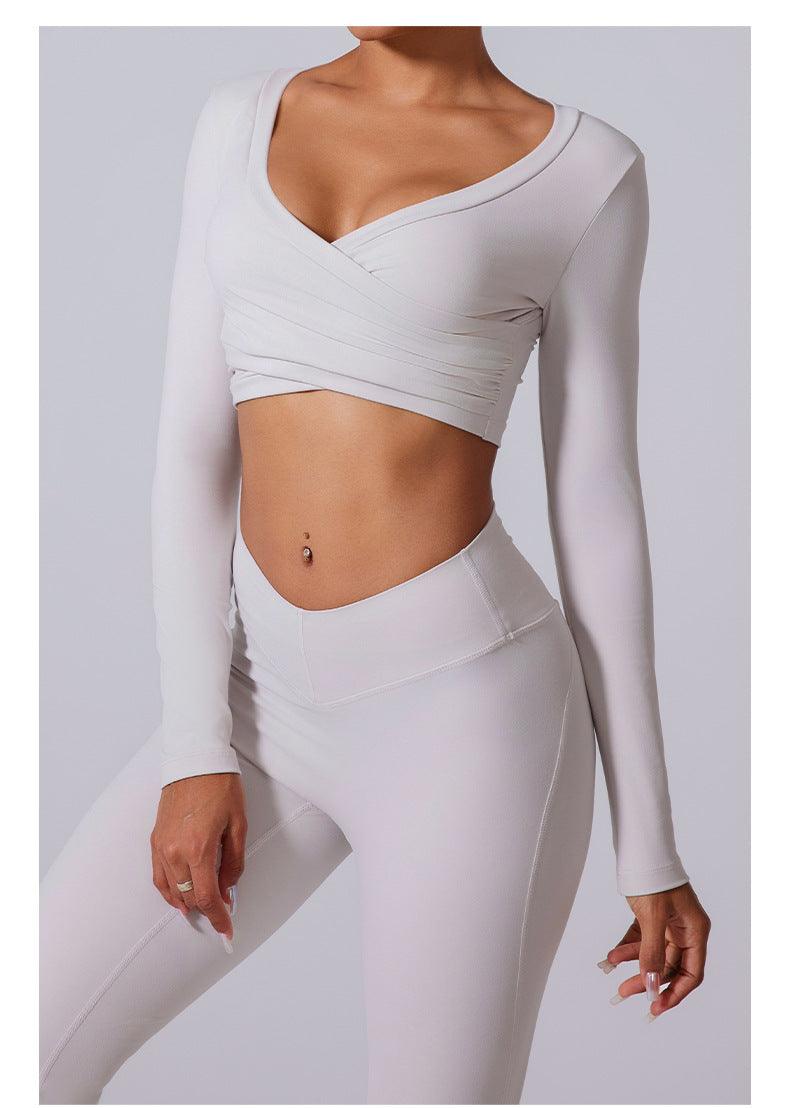 Long-Sleeve Cross Brushed Mock Neck Yoga Top - Loopstar