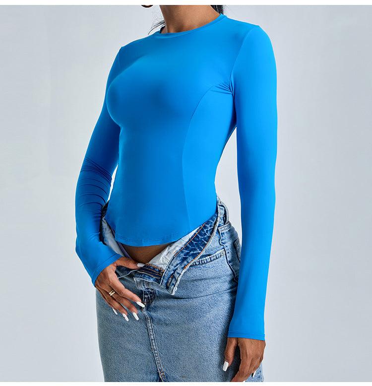 Long Sleeve Fishbone Stitching Yoga Top - Loopstar