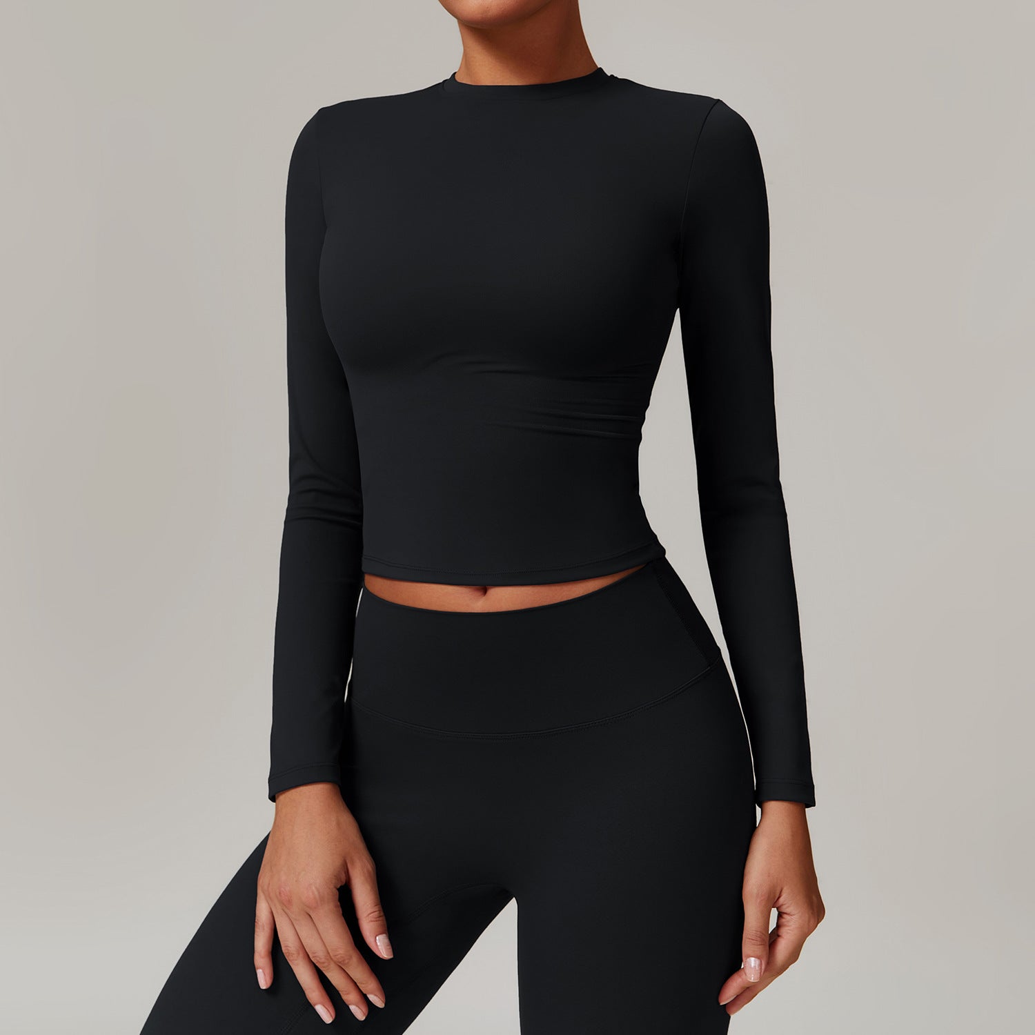 High Collar Plus Velvet Long-Sleeve Yoga Top - Loopstar