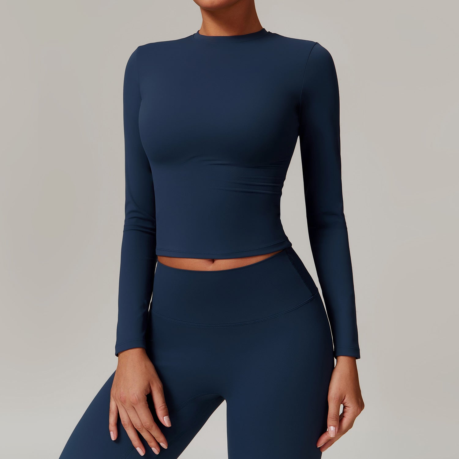 High Collar Plus Velvet Long-Sleeve Yoga Top - Loopstar