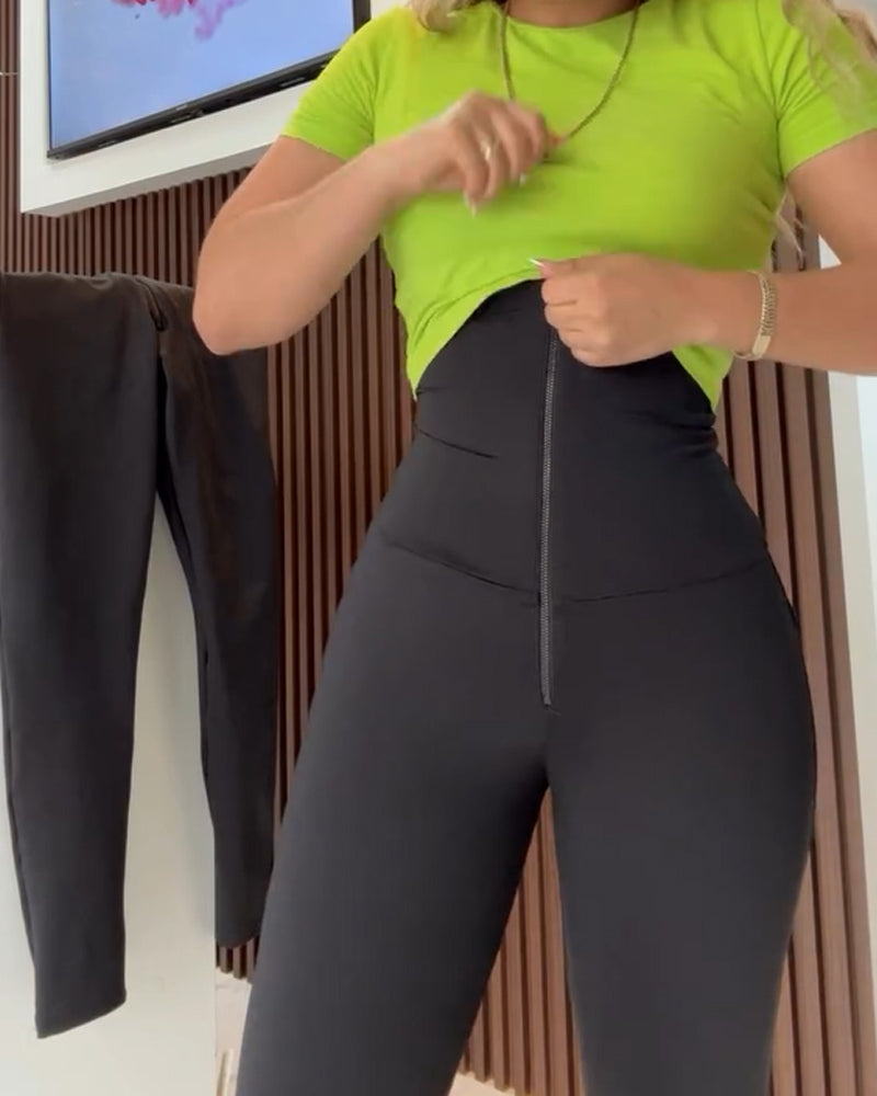 High Waist Double Layer Tummy Control Butt Lift Leggings