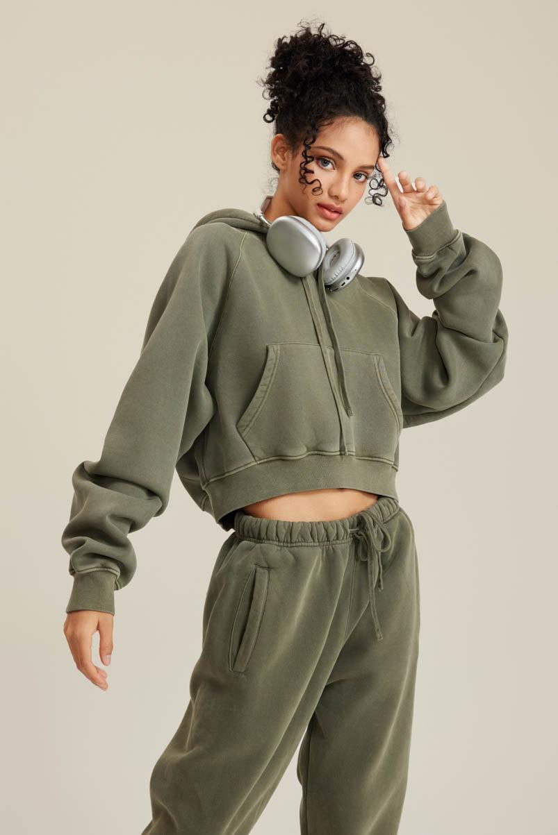 Off Shoulder Retro Fleece Hoodie - Loopstar