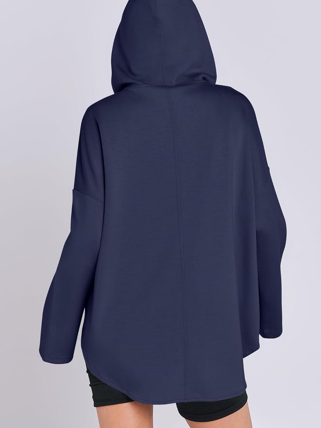 Women's Oversized Quarter Zip Tunic Hoodie - Loopstar